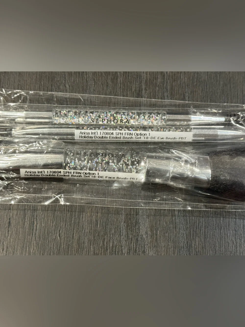 New Set of Silver Glitter Sephora Holiday Double-Ended Makeup Brush Set